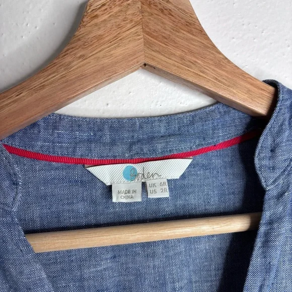 Boden Evangeline Pure Linen Tunic Dress Blue Size 2 Regular EUC - Picture 6 of 8